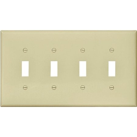 EATON WIRING DEVICES Wallplate, 478 in L, 856 in W, 4 Gang, Polycarbonate, Ivory, HighGloss PJ4V